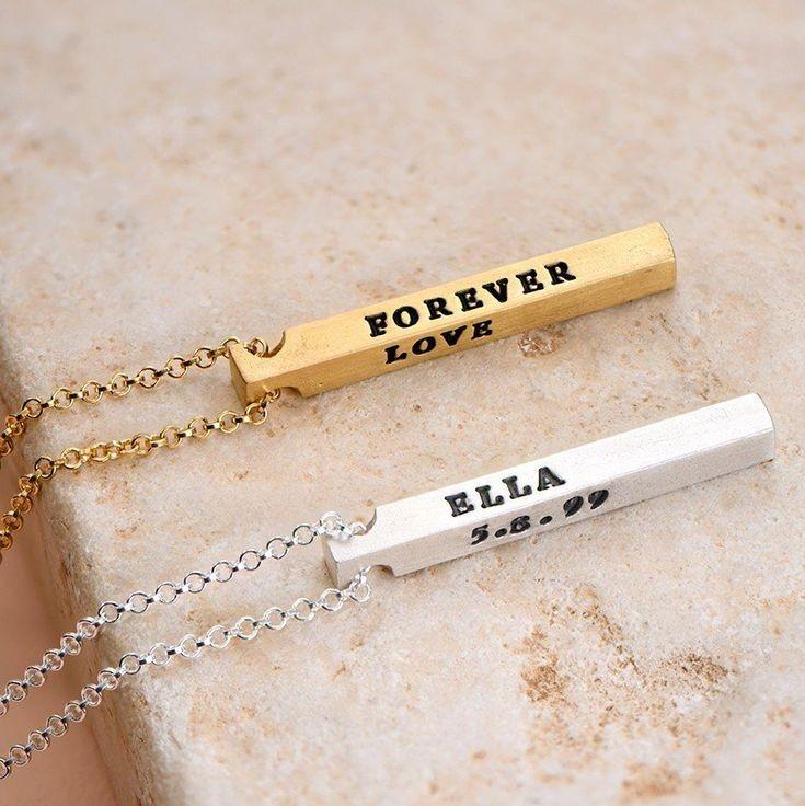 3D Engraved Bar Necklace