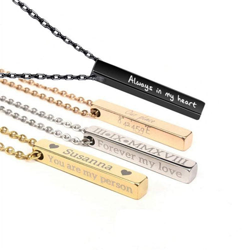 3D Engraved Bar Necklace